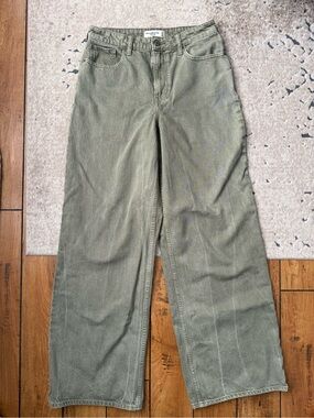 Abercrombie Curve Love Olive Green Wide Leg Jeans